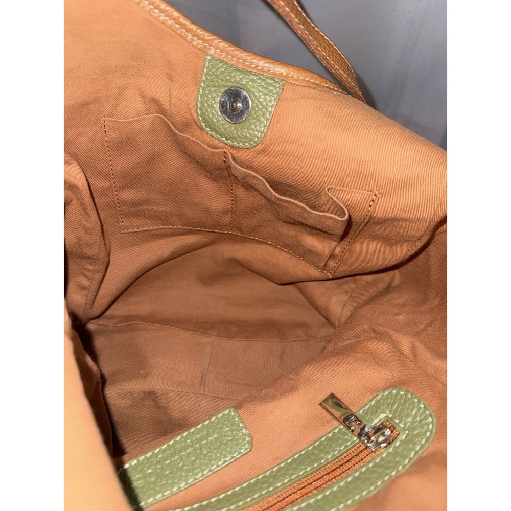 Sundance Soft Pebbled Italian Leather Shoulder Bag Handbag Purse Green EUC - Picture 5 of 12